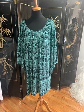 Delirious Teal and Black Paisley Dress